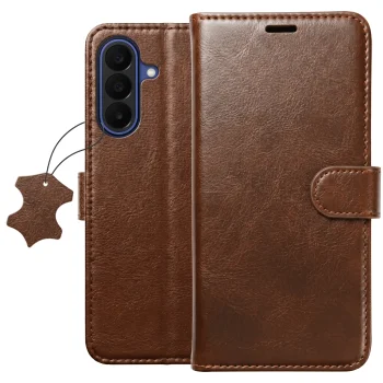 Etui do Samsung Galaxy A27 5G z klapką skórzane brązowe ze szkłem