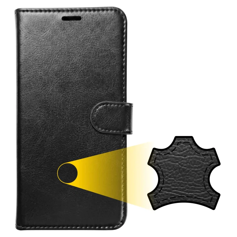 Motorola Edge 70 Fusion w czarnym etui z magnetycznym języczkiem
