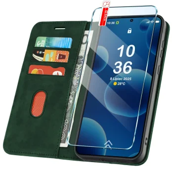 Etui do Samsung Galaxy A52 / A52s 5G skórzane Velvet zamykane zielone ze szkłem