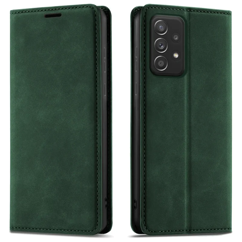 Zielone etui z klapką Velvet do Samsung Galaxy A52 / A52s 5G przód i tył