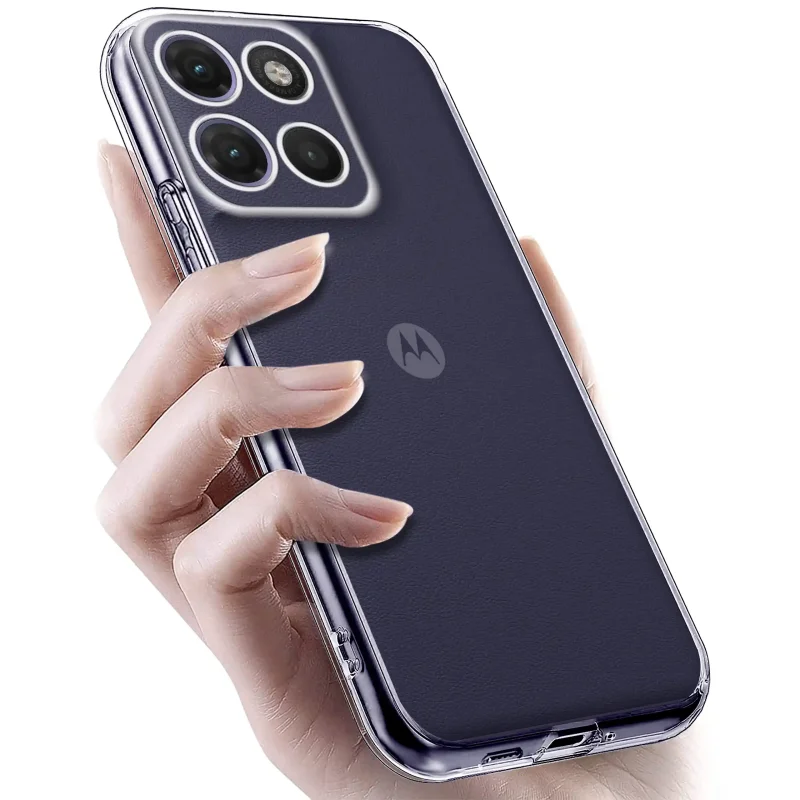 Motorola Moto G17 / G17 Power w bezbarwnym etui ochronnym z elastycznego silikonu i osłoną aparatów