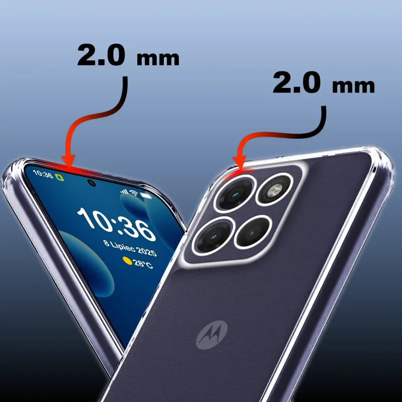 Etui do Motorola Moto G17 / G17 Power z podwyższonym rantem 2 mm chroniącym ekran i obiektywy