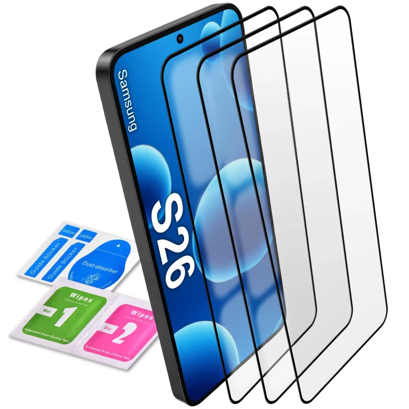 Zestaw trzech szkieł hartowanych 5D do Samsung Galaxy S26 na cały ekran
