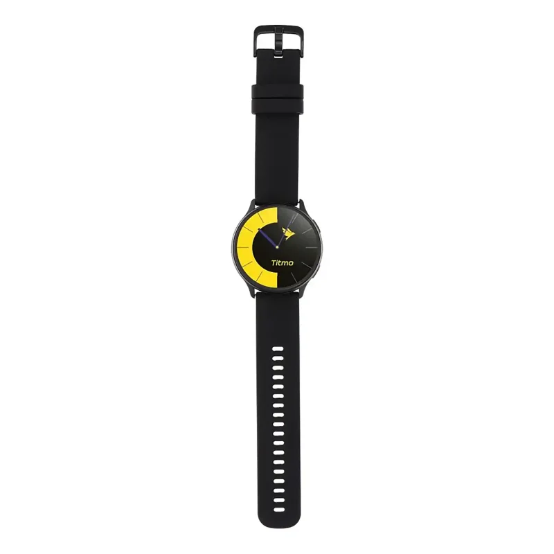 Smartwatch TITMO O-200 czarny widok z przodu na całej długości paska