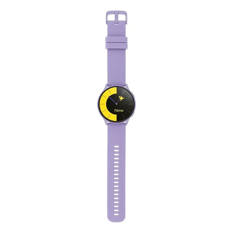 Fioletowy smartwatch TITMO O-200 widok z przodu na całej długości paska