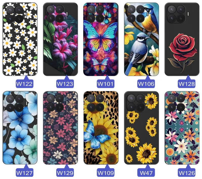 Etui wiosenne do Xiaomi 17T Pro z różnymi grafikami kwiatów, owoców, motyli i ptaków, kolekcja kolorowych wzorów na telefon