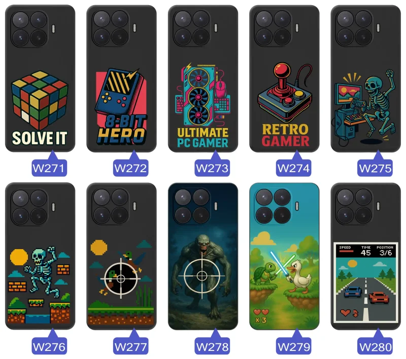 Etui Xiaomi 17T Pro z nadrukiem retro arcade: joystick, hasło „Retro Gamer” oraz klasyczne elementy konsol w stylu vintage