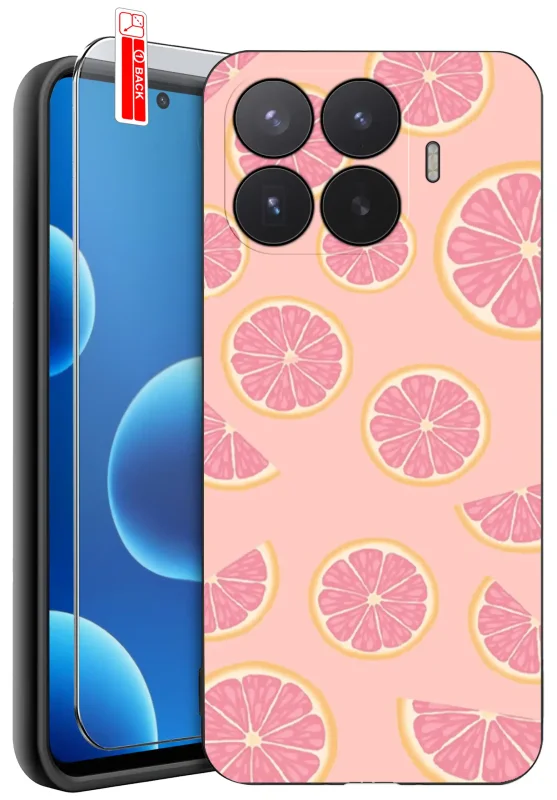 Etui z owocami do Xiaomi 17T Pro z nadrukiem różowych grejpfrutów oraz szkło hartowane 9H w zestawie