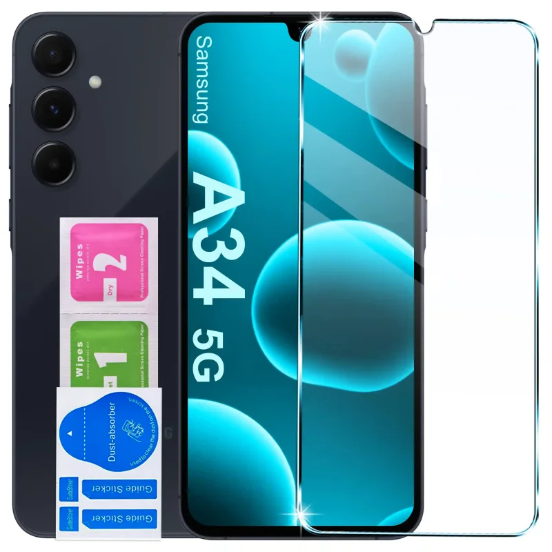 Szkło hartowane 9H do Samsung Galaxy A34 5G: zestaw ochronny z akcesoriami montażowymi