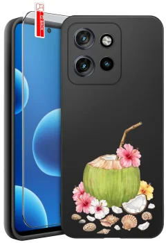 Etui do Motorola Edge 50 Neo różne wzory wakacyjne ze szkłem