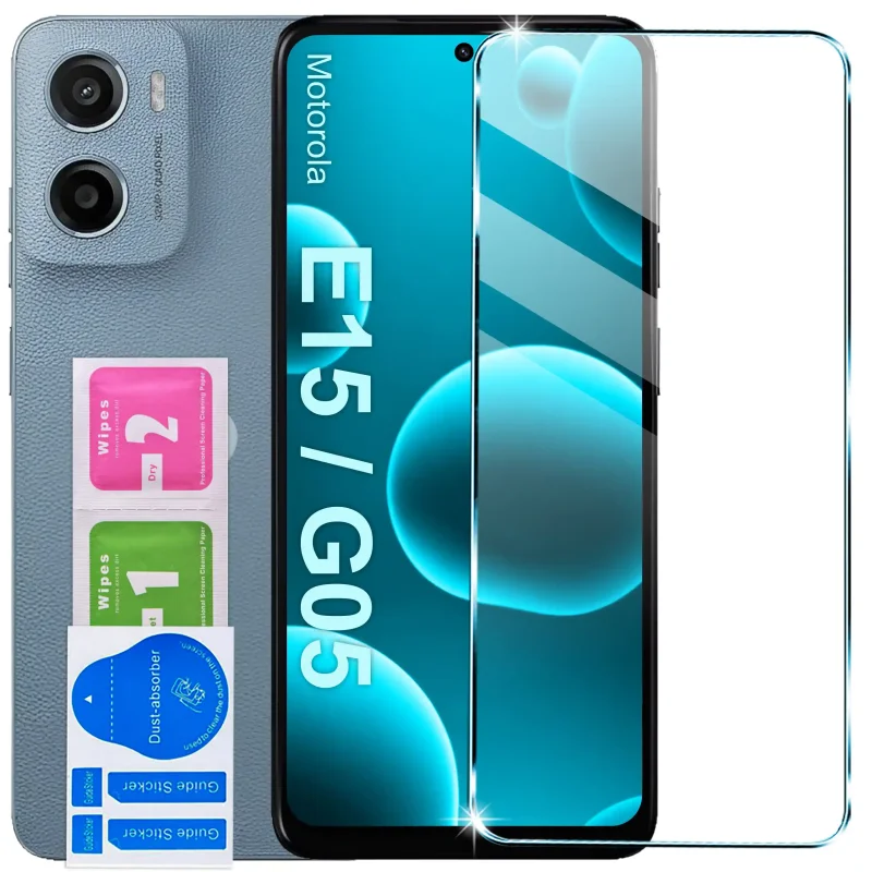 Szkło hartowane 9H do Motorola Moto E15 / G05: zestaw ochronny z akcesoriami montażowymi