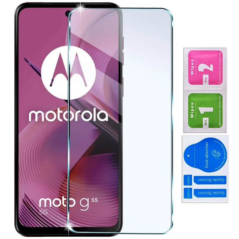 Szkło hartowane 9H do Motorola Moto G55 5G: zestaw ochronny z akcesoriami montażowymi
