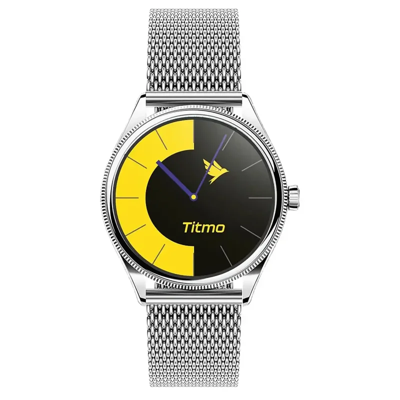 Smartwatch Titmo O-170 srebrny – widok z przodu z ekranem AMOLED
