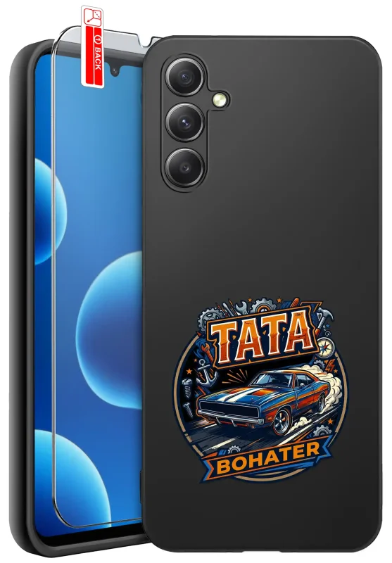 Etui dla Taty do Samsung Galaxy A14 5G z nadrukiem Tata Bohater samochodem i szkłem hartowanym 9H