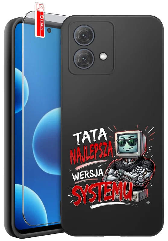 Etui dla Taty do Motorola Moto G84 5G z nadrukiem Tata najlepsza wersja systemu oraz szkłem hartowanym 9H