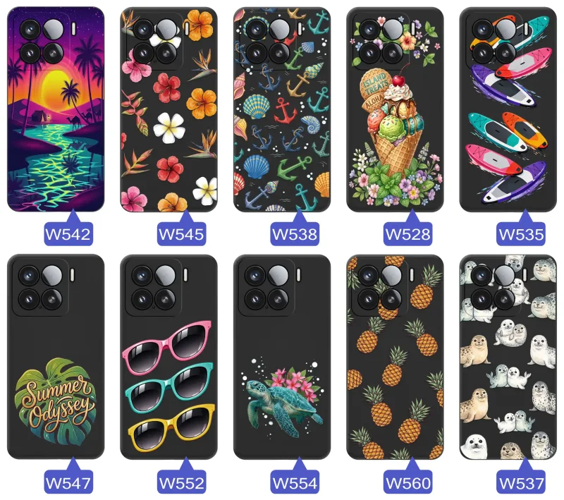 Kolekcja etui wakacyjnych do Xiaomi 15 z palmami, kwiatami, kotwicami, lodami, deskami SUP, fokami i ananasami