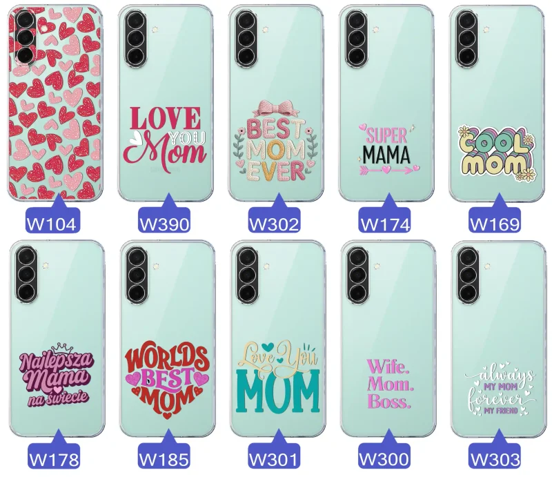 Kolekcja wzorów etui dla Mamy do Samsung Galaxy A26 5G: napisy Super Mama, Najlepsza Mama na świecie, best mom ever, cool mom, I love you mom