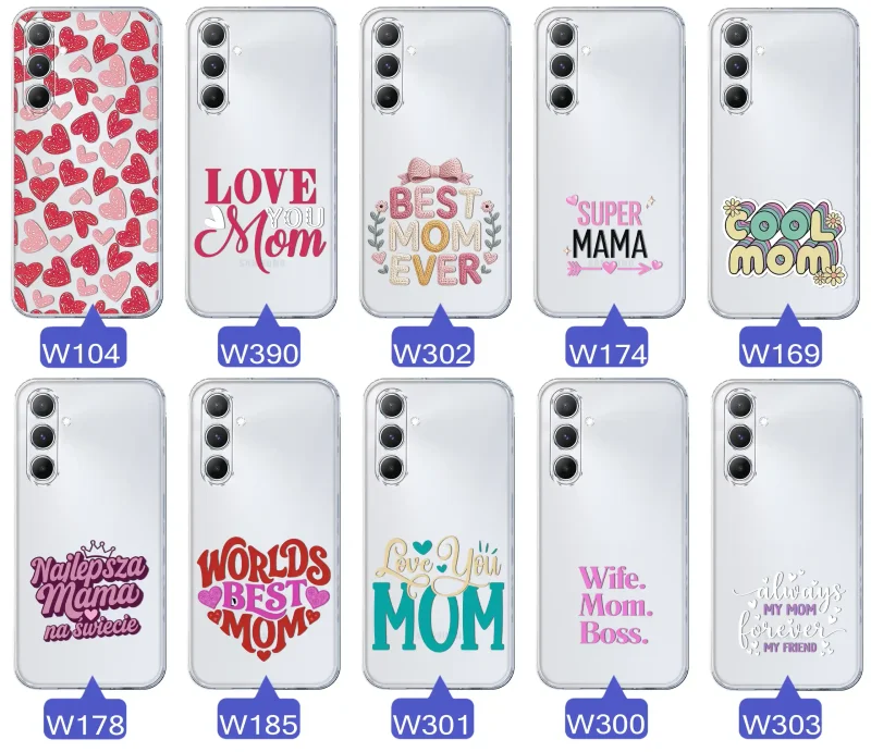 Kolekcja wzorów etui dla Mamy do Samsung Galaxy M15 5G: napisy Super Mama, Najlepsza Mama na świecie, best mom ever, cool mom, I love you mom