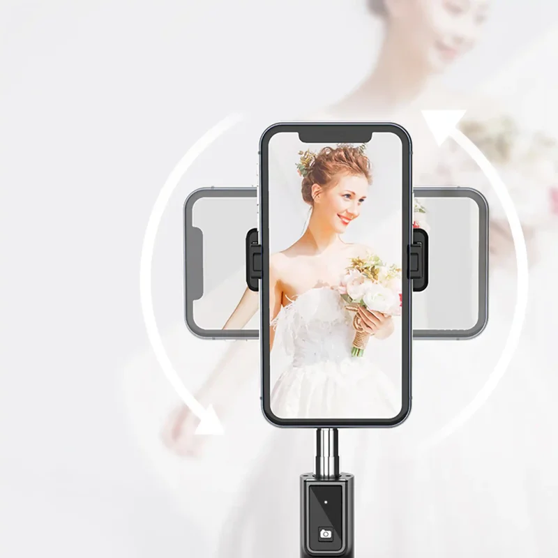 Uchwyt telefonu w kijku selfie stick Blavec Coco P04 z możliwością obrotu o 180°. Regulacja pozwala wygodnie ustawić smartfon w orientacji pionowej lub poziomej