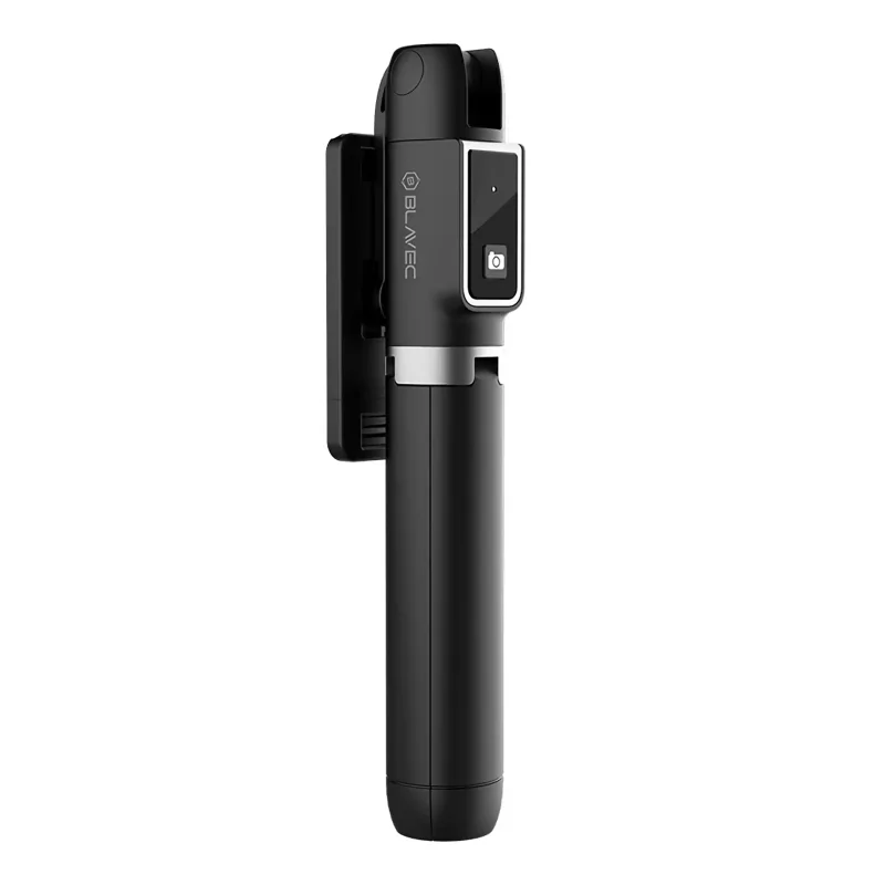 Pilot Bluetooth zamocowany w rękojeści kijka selfie stick Blavec Coco P04. Wyjmowany moduł pozwala zdalnie uruchamiać migawkę aparatu w telefonach z systemem Android i iOS