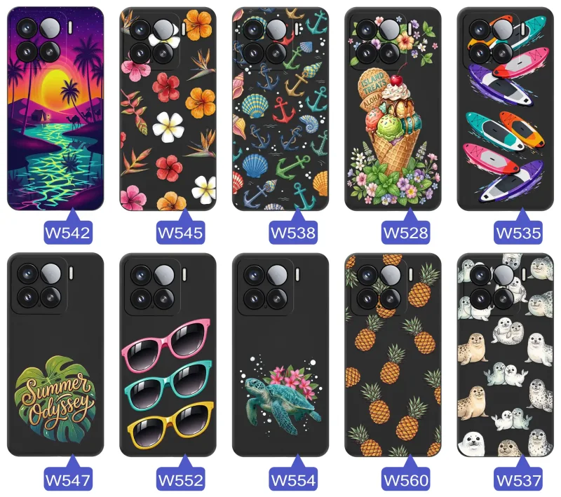 Kolekcja etui wakacyjnych do Xiaomi 15 Pro z palmami, kwiatami, kotwicami, lodami, deskami SUP, fokami i ananasami