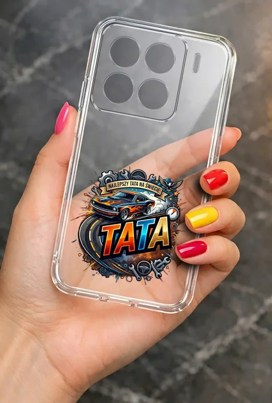 Transparentne etui 2 mm do Xiaomi 15 Pro dla Taty z wzorem TATA: elegancki wygląd smartfona w dłoni