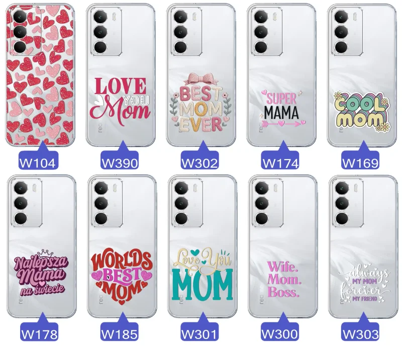 Kolekcja wzorów etui dla Mamy do Realme C71: napisy Super Mama, Najlepsza Mama na świecie, best mom ever, cool mom, I love you mom