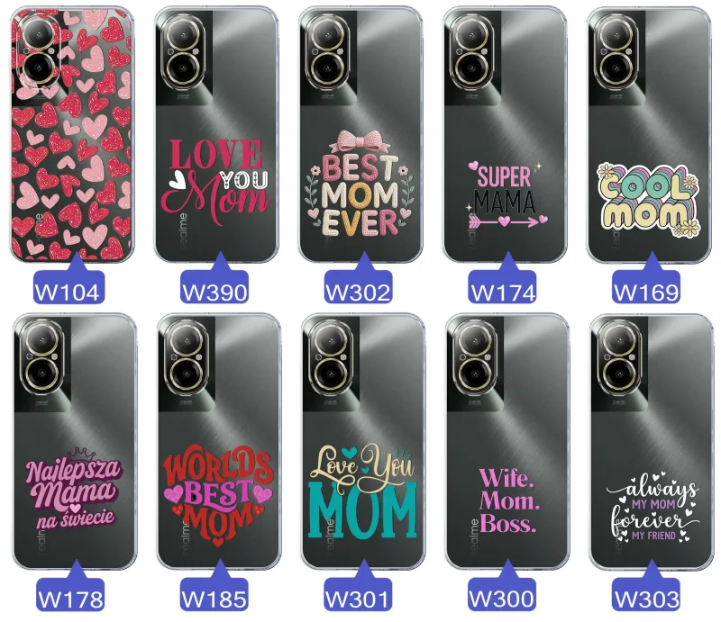 Kolekcja wzorów etui dla Mamy do Realme C67 4G: napisy Super Mama, Najlepsza Mama na świecie, best mom ever, cool mom, I love you mom