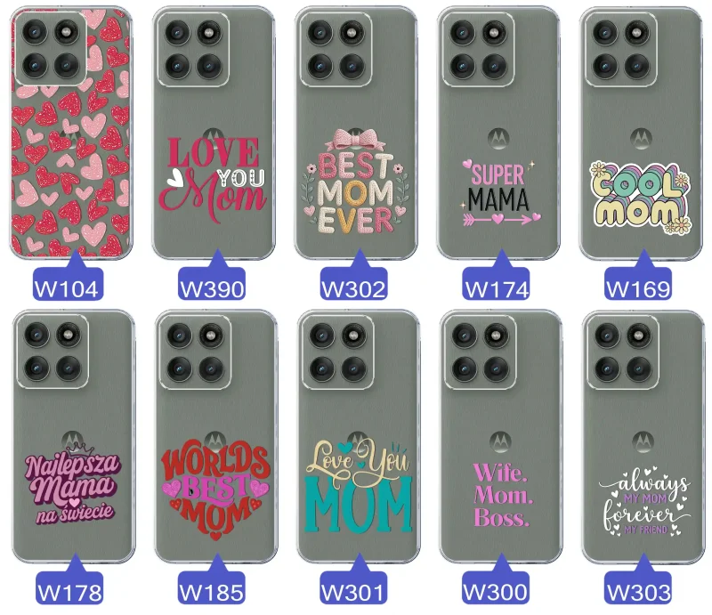 Kolekcja wzorów etui dla Mamy do Motorola Edge 60 Pro 5G: napisy Super Mama, Najlepsza Mama na świecie, best mom ever, cool mom, I love you mom