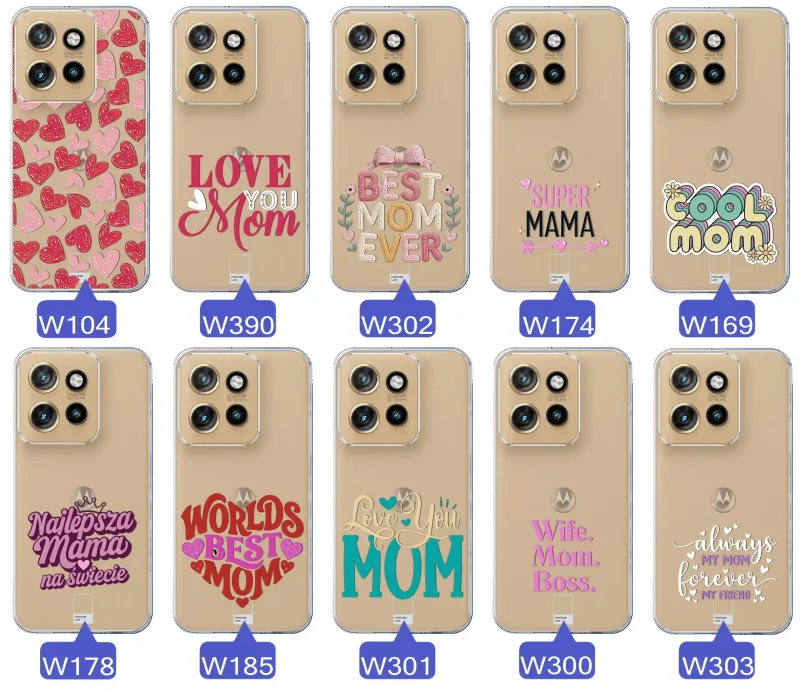 Kolekcja wzorów etui dla Mamy do Motorola Edge 50 Neo: napisy Super Mama, Najlepsza Mama na świecie, best mom ever, cool mom, I love you mom