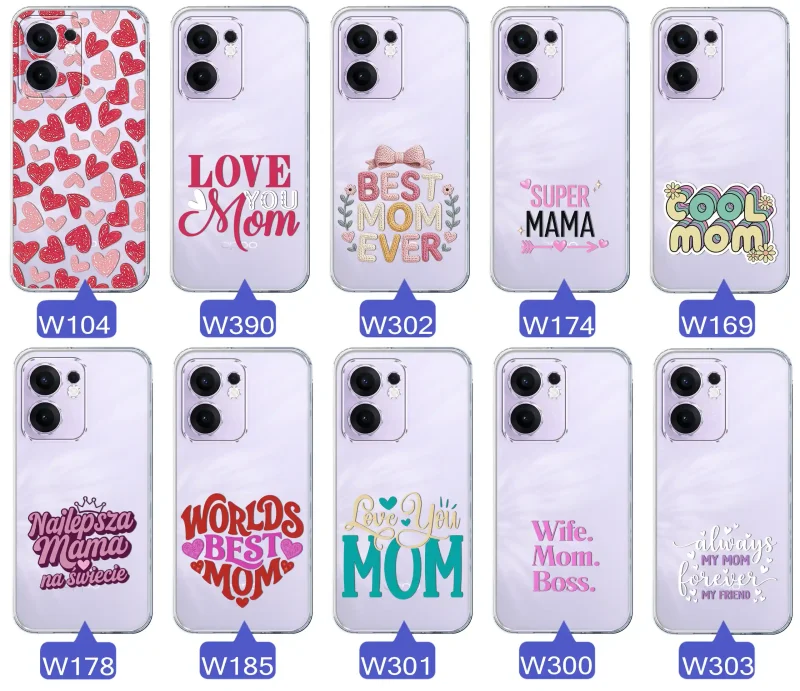Kolekcja wzorów etui dla Mamy do Oppo Reno 13 FS 5G / 13 F 5G: napisy Super Mama, Najlepsza Mama na świecie, best mom ever, cool mom, I love you mom