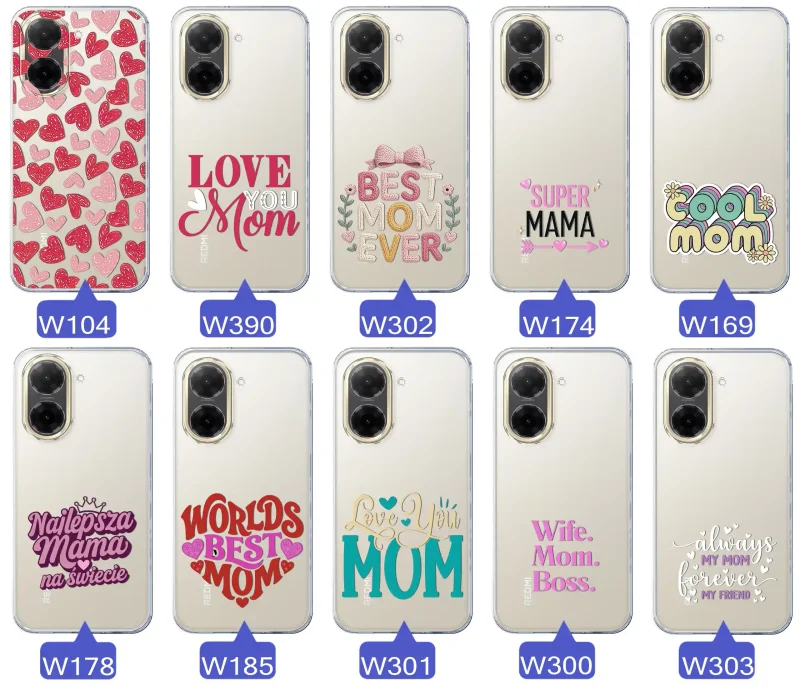 Kolekcja wzorów etui dla Mamy do Xiaomi Redmi A5: napisy Super Mama, Najlepsza Mama na świecie, best mom ever, cool mom, I love you mom