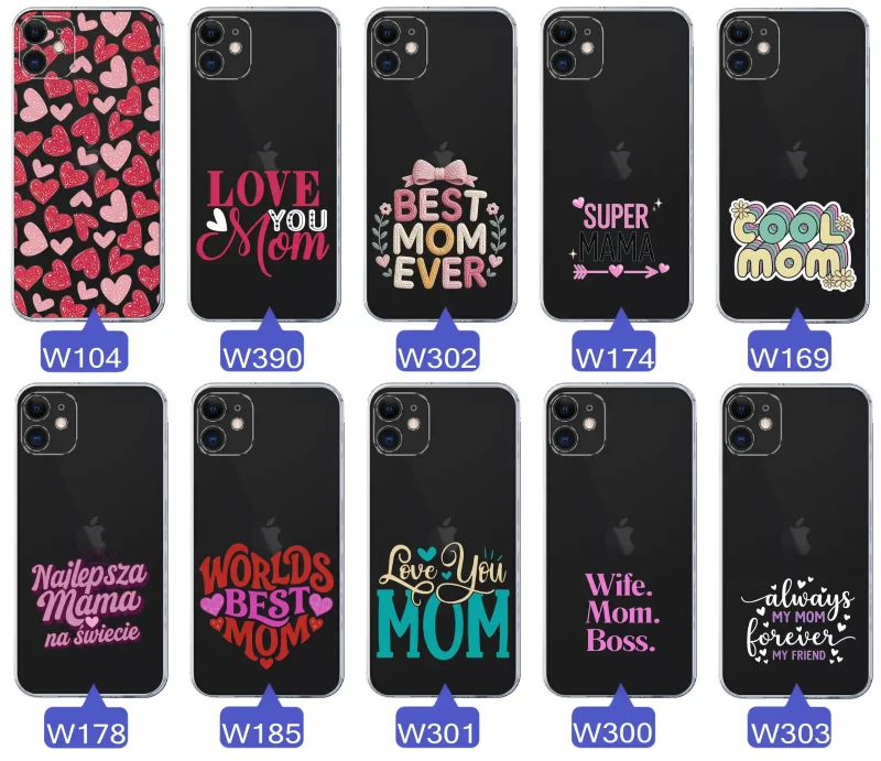 Kolekcja wzorów etui dla Mamy do iPhone 11: napisy Super Mama, Najlepsza Mama na świecie, best mom ever, cool mom, I love you mom