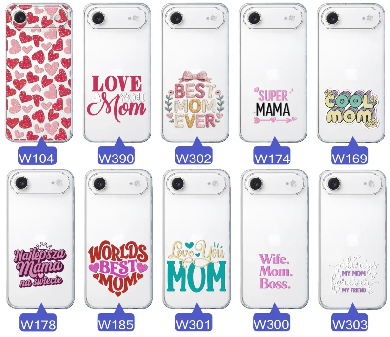 Kolekcja wzorów etui dla Mamy do iPhone Air: napisy Super Mama, Najlepsza Mama na świecie, best mom ever, cool mom, I love you mom