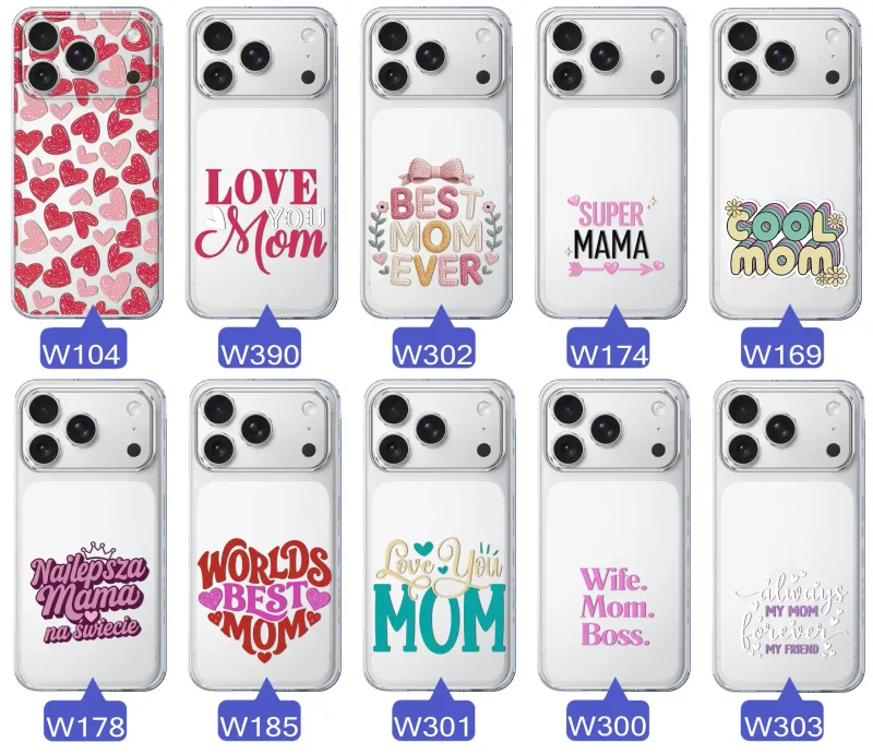 Kolekcja wzorów etui dla Mamy do iPhone 17 Pro: napisy Super Mama, Najlepsza Mama na świecie, best mom ever, cool mom, I love you mom
