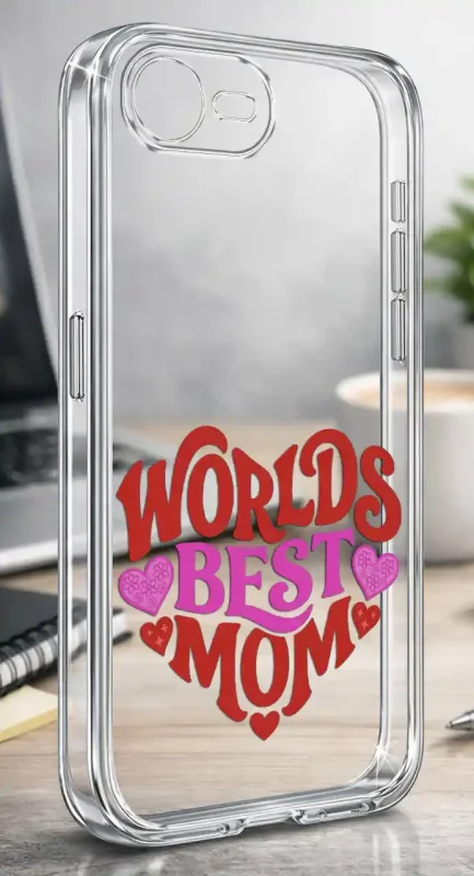 Etui na Dzień Matki do iPhone 16e / 17e, bezbarwny case z kolorowym nadrukiem Worlds Best Mom