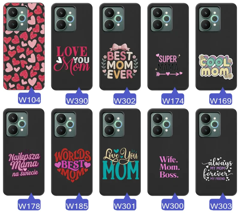 Kolekcja wzorów etui dla Mamy do Realme 15 5G / 15 Pro 5G napisy Super Mama, Najlepsza Mama na świecie, best mom ever, cool mom, I love you mom