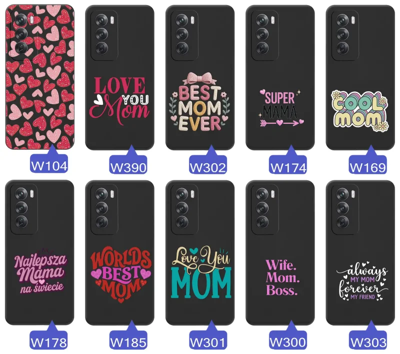 Kolekcja wzorów etui dla Mamy do Oppo Reno 12 Pro 5G napisy Super Mama, Najlepsza Mama na świecie, best mom ever, cool mom, I love you mom