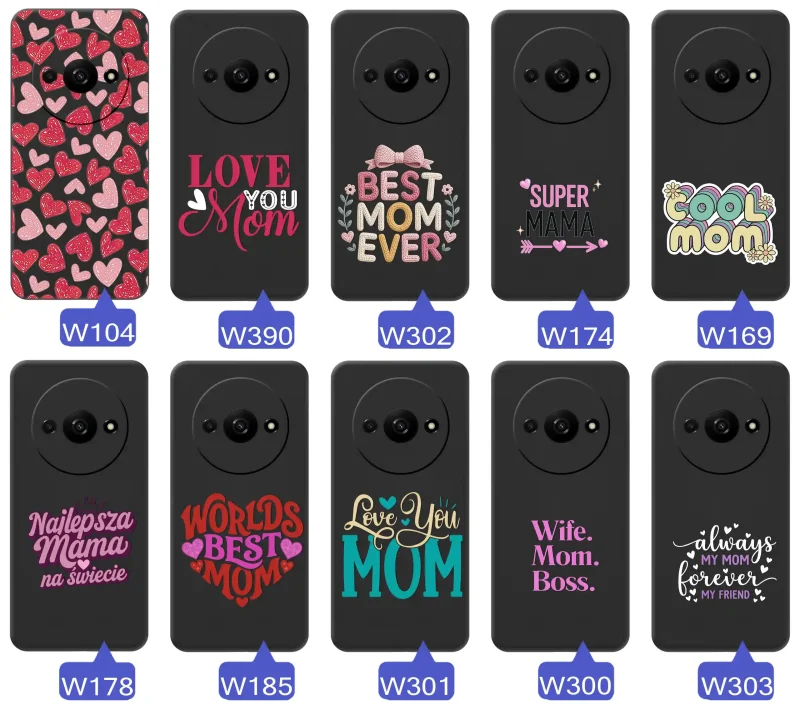 Kolekcja wzorów etui dla Mamy do Xiaomi Redmi A3 napisy Super Mama, Najlepsza Mama na świecie, best mom ever, cool mom, I love you mom