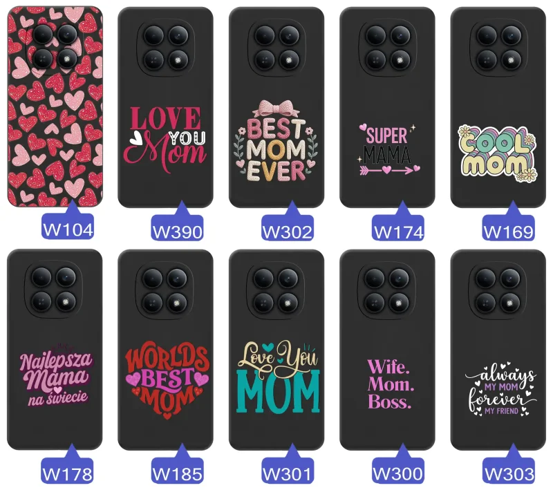 Kolekcja wzorów etui dla Mamy do Xiaomi Redmi Note 15 4G napisy Super Mama, Najlepsza Mama na świecie, best mom ever, cool mom, I love you mom