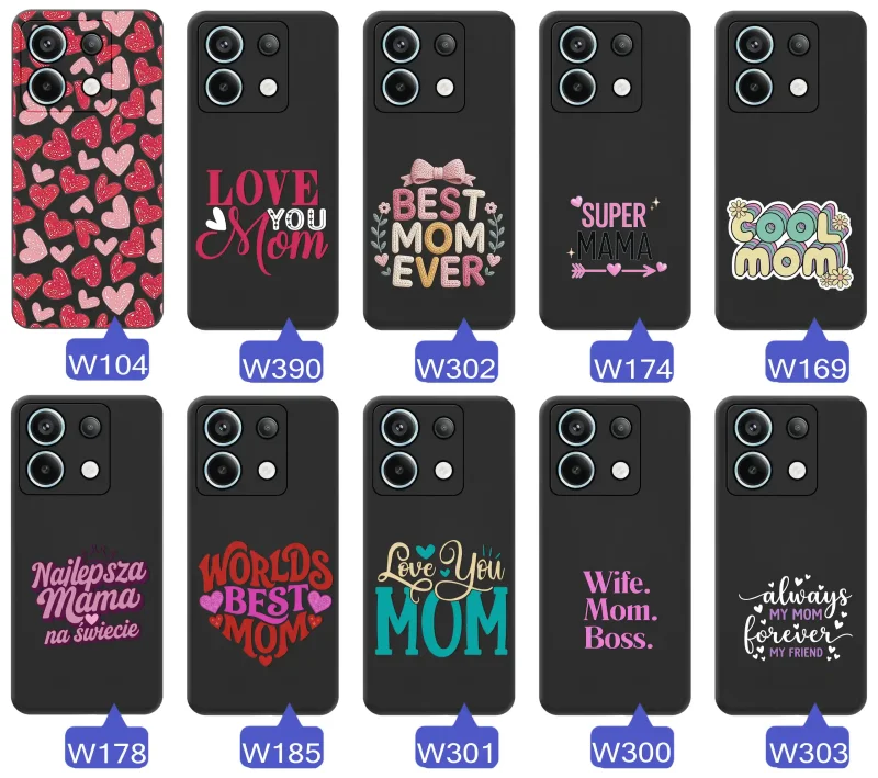 Kolekcja wzorów etui dla Mamy do Xiaomi Redmi Note 13 Pro 4G napisy Super Mama, Najlepsza Mama na świecie, best mom ever, cool mom, I love you mom