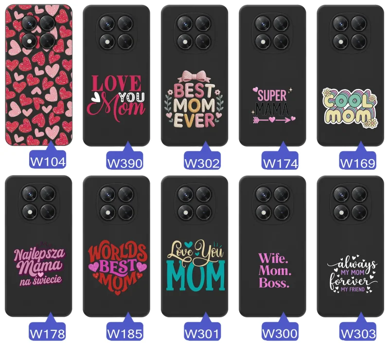 Kolekcja wzorów etui dla Mamy do Xiaomi Redmi Note 14 Pro+ Plus 5G napisy Super Mama, Najlepsza Mama na świecie, best mom ever, cool mom, I love you mom