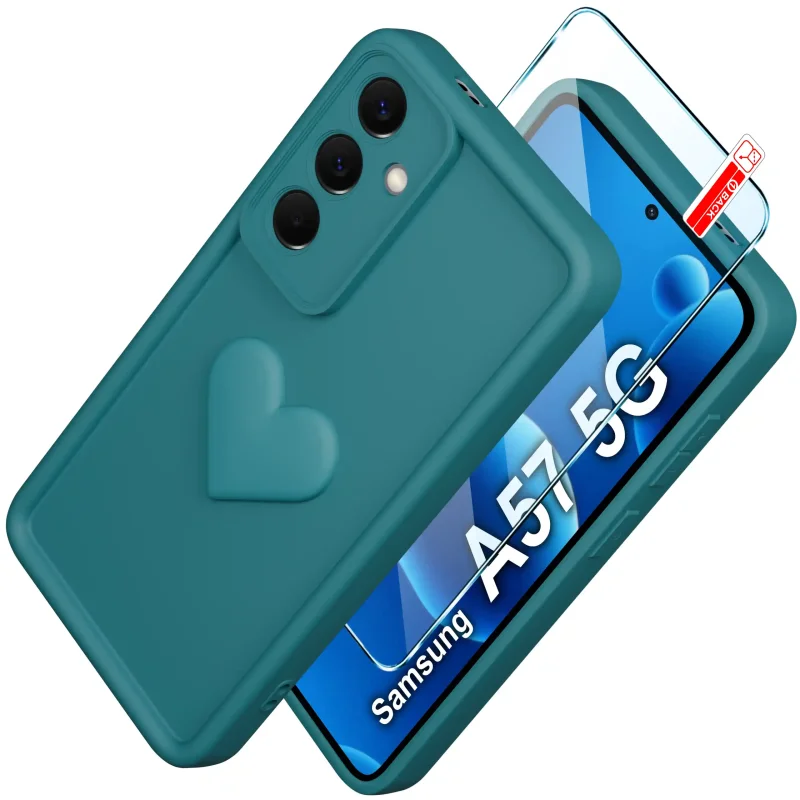 Etui silikonowe z sercem do Samsung Galaxy A57 5G ze szkłem 9H