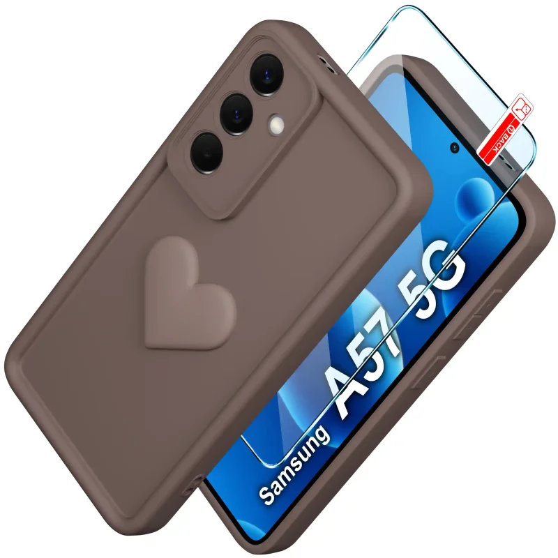 Etui silikonowe z sercem do Samsung Galaxy A57 5G ze szkłem 9H