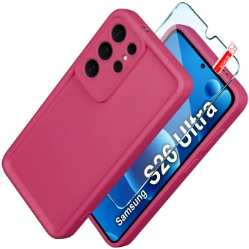 Etui do Samsung Galaxy S26 Ultra różowe wzmacniane silikonowe ze szkłem