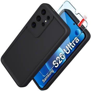 Etui do Samsung Galaxy S26 Ultra czarne wzmacniane silikonowe ze szkłem