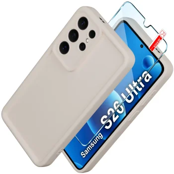Etui do Samsung Galaxy S26 Ultra białe wzmacniane silikonowe ze szkłem