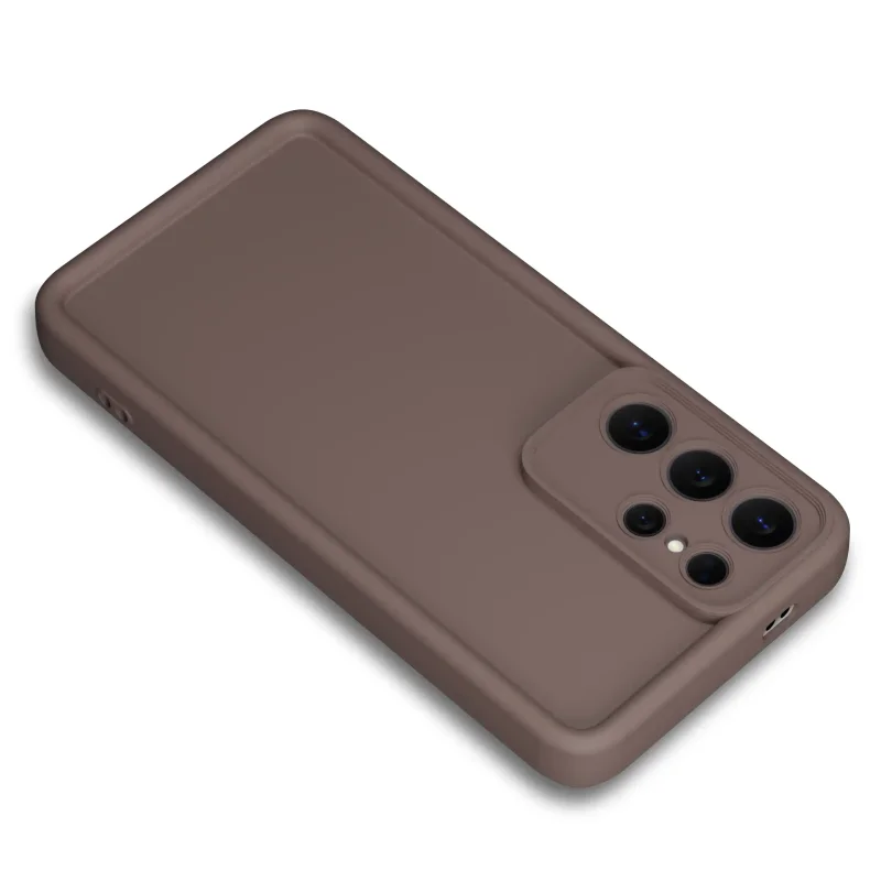 Brazowe etui silikonowe do Samsung Galaxy S26 Ultra z osłoną CAMERA PROTECT