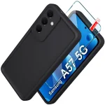 Etui do Samsung Galaxy A57 5G czarne wzmacniane silikonowe ze szkłem
