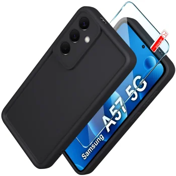 Etui do Samsung Galaxy A57 5G czarne wzmacniane silikonowe ze szkłem